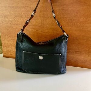 Vintage Coach Chelsea dark brown pebbled leather turnlock hobo shoulder bag